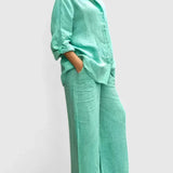 Women's Relaxed Fit Lounge Set - Comfortable Everyday Style | Spring - Light Green