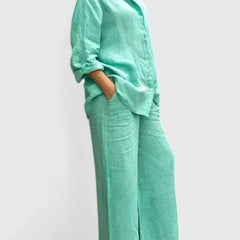 Women's Relaxed Fit Lounge Set - Comfortable Everyday Style | Spring - Light Green