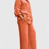 Women's Relaxed Fit Lounge Set - Comfortable Everyday Style | Spring - Orange