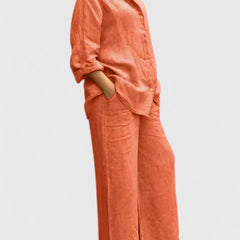 Women's Relaxed Fit Lounge Set - Comfortable Everyday Style | Spring - Orange