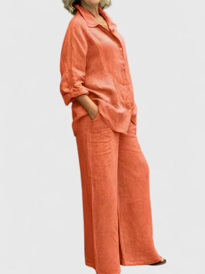 Women's Relaxed Fit Lounge Set - Comfortable Everyday Style | Spring - Orange