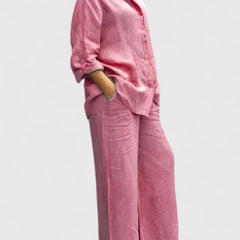Women's Relaxed Fit Lounge Set - Comfortable Everyday Style | Spring - Pink