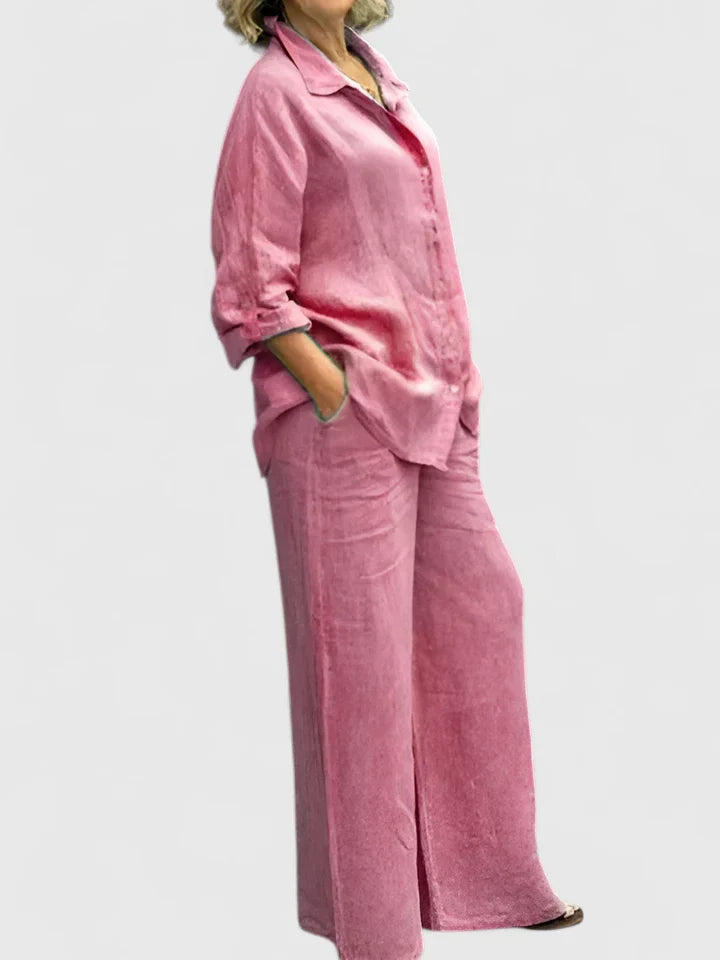 Women's Relaxed Fit Lounge Set - Comfortable Everyday Style | Spring - Pink