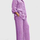 Women's Relaxed Fit Lounge Set - Comfortable Everyday Style | Spring - Purple