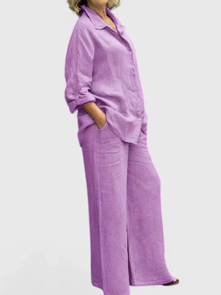 Women's Relaxed Fit Lounge Set - Comfortable Everyday Style | Spring - Purple