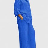 Women's Relaxed Fit Lounge Set - Comfortable Everyday Style | Spring - Royal Blue