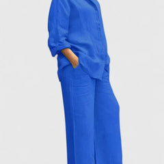 Women's Relaxed Fit Lounge Set - Comfortable Everyday Style | Spring - Royal Blue