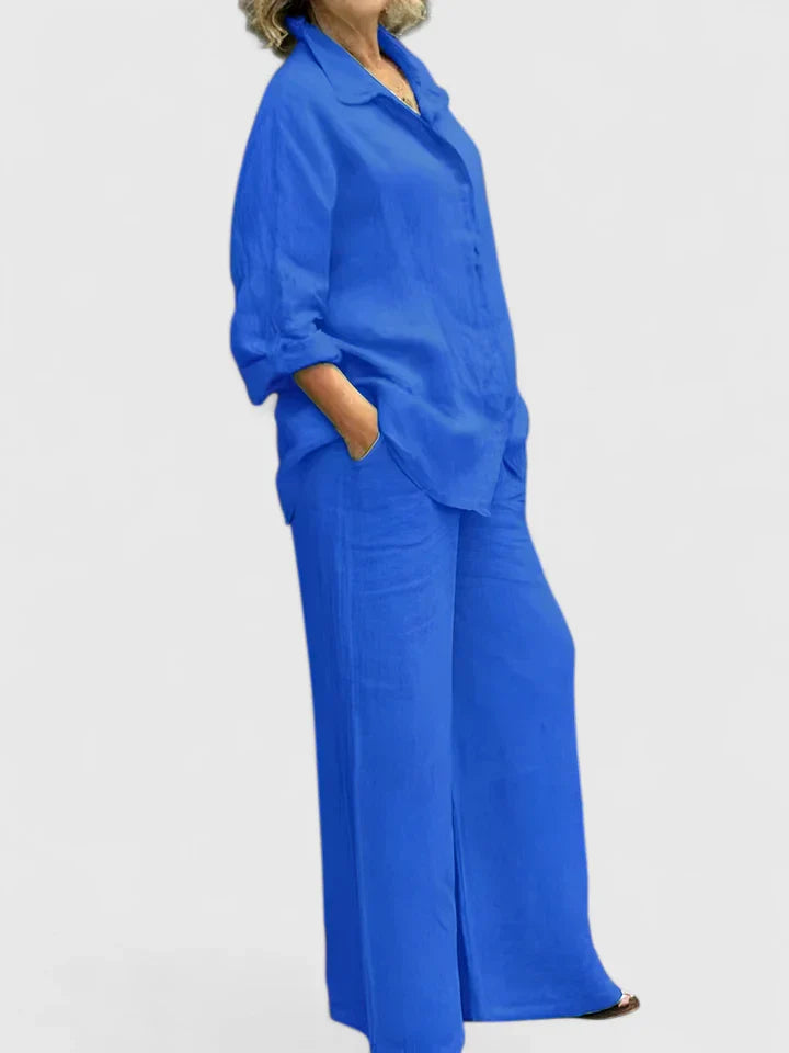 Women's Relaxed Fit Lounge Set - Comfortable Everyday Style | Spring - Royal Blue