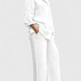 Women's Relaxed Fit Lounge Set - Comfortable Everyday Style | Spring - White