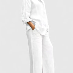 Women's Relaxed Fit Lounge Set - Comfortable Everyday Style | Spring - White