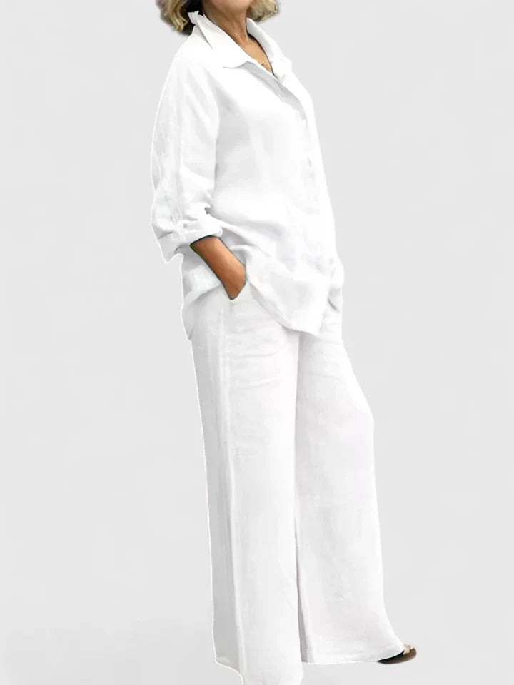 Women's Relaxed Fit Lounge Set - Comfortable Everyday Style | Spring - White