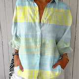 Women's Relaxed-Fit Pastel Grid Button-Front Blouse | Spring - Multicolor