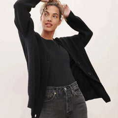 Women's Relaxed-Fit V-Neck Cashmere Cardigan - Button-Front | Autumn
