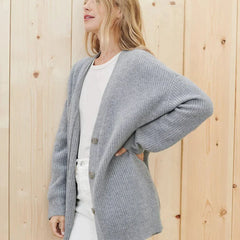 Women's Relaxed-Fit V-Neck Cashmere Cardigan - Button-Front | Autumn