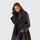 Women's Relaxed Fit Winter Coat - Windproof Elegance - Black