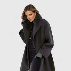 Women's Relaxed Fit Winter Coat - Windproof Elegance - Black