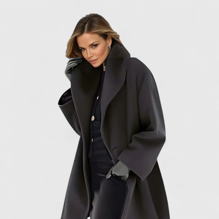 Women's Relaxed Fit Winter Coat - Windproof Elegance - Black