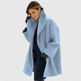 Women's Relaxed Fit Winter Coat - Windproof Elegance - Blue