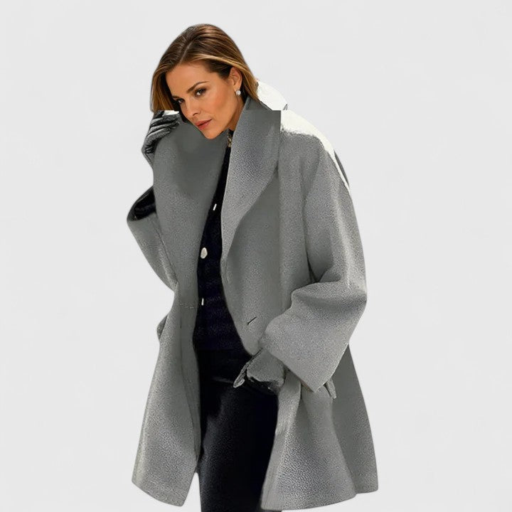 Women's Relaxed Fit Winter Coat - Windproof Elegance - Gray