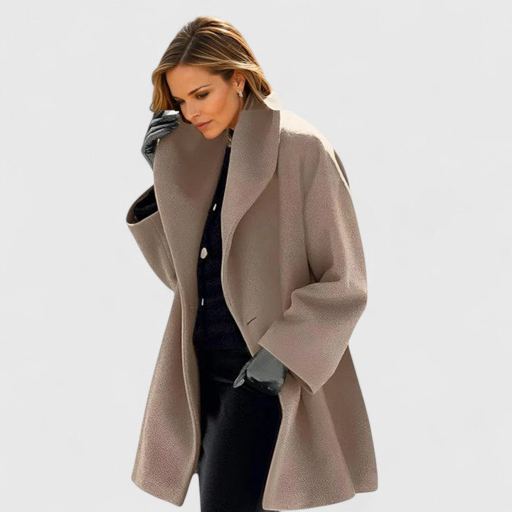 Women's Relaxed Fit Winter Coat - Windproof Elegance - Khaki
