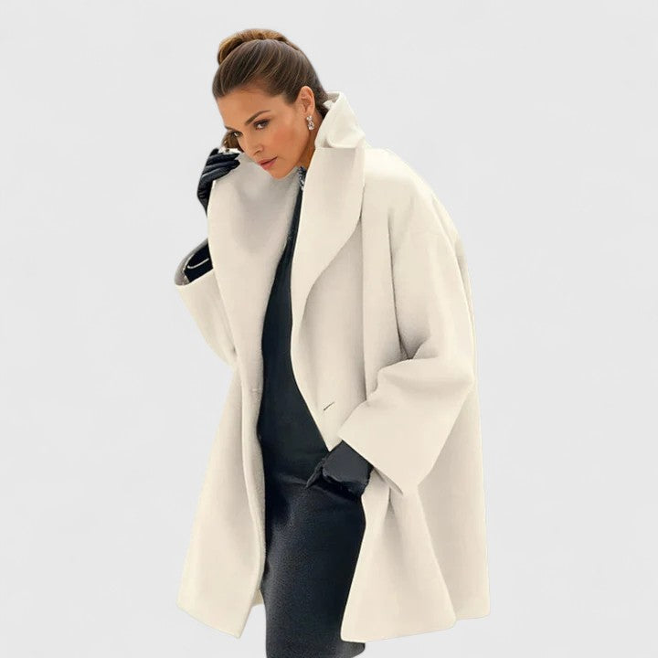 Women's Relaxed Fit Winter Coat - Windproof Elegance - White