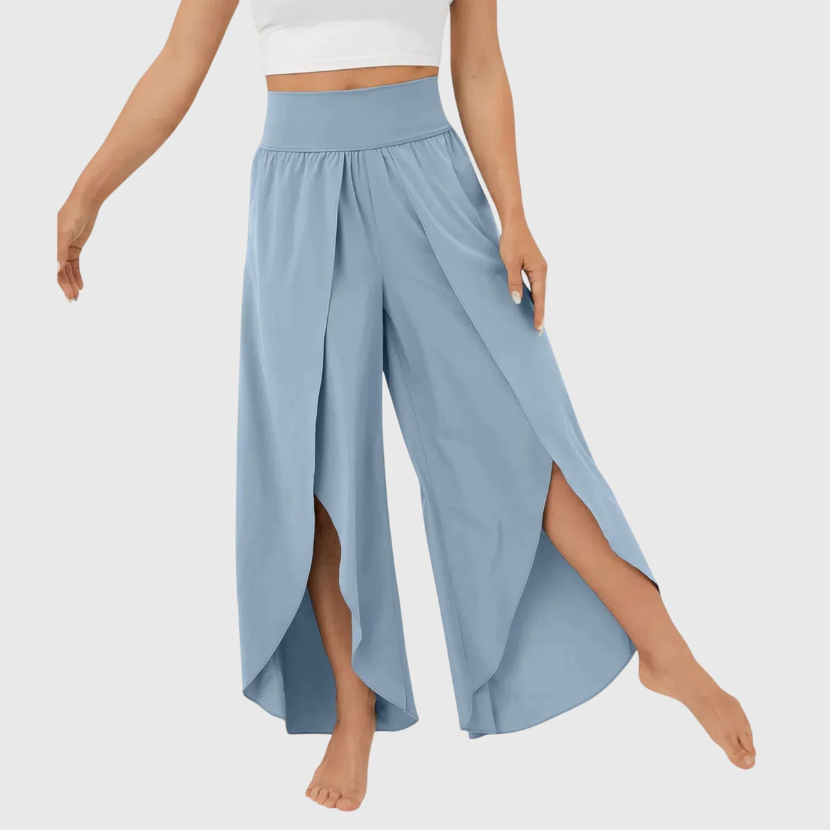 Women's Relaxed Flare Pants - Lightweight Summer Style - Blue