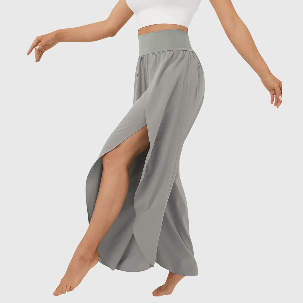 Women's Relaxed Flare Pants - Lightweight Summer Style - Gray