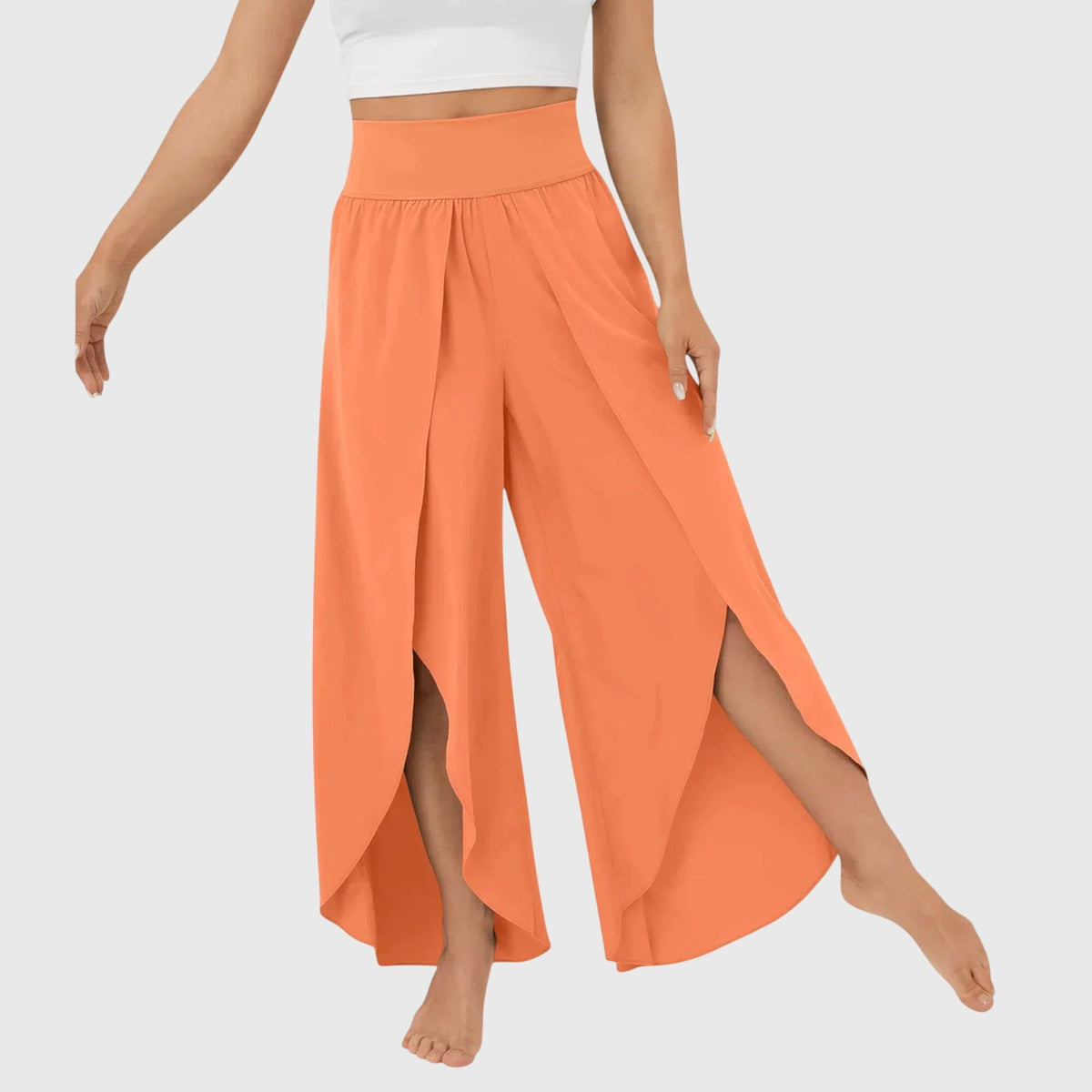 Women's Relaxed Flare Pants - Lightweight Summer Style - Orange
