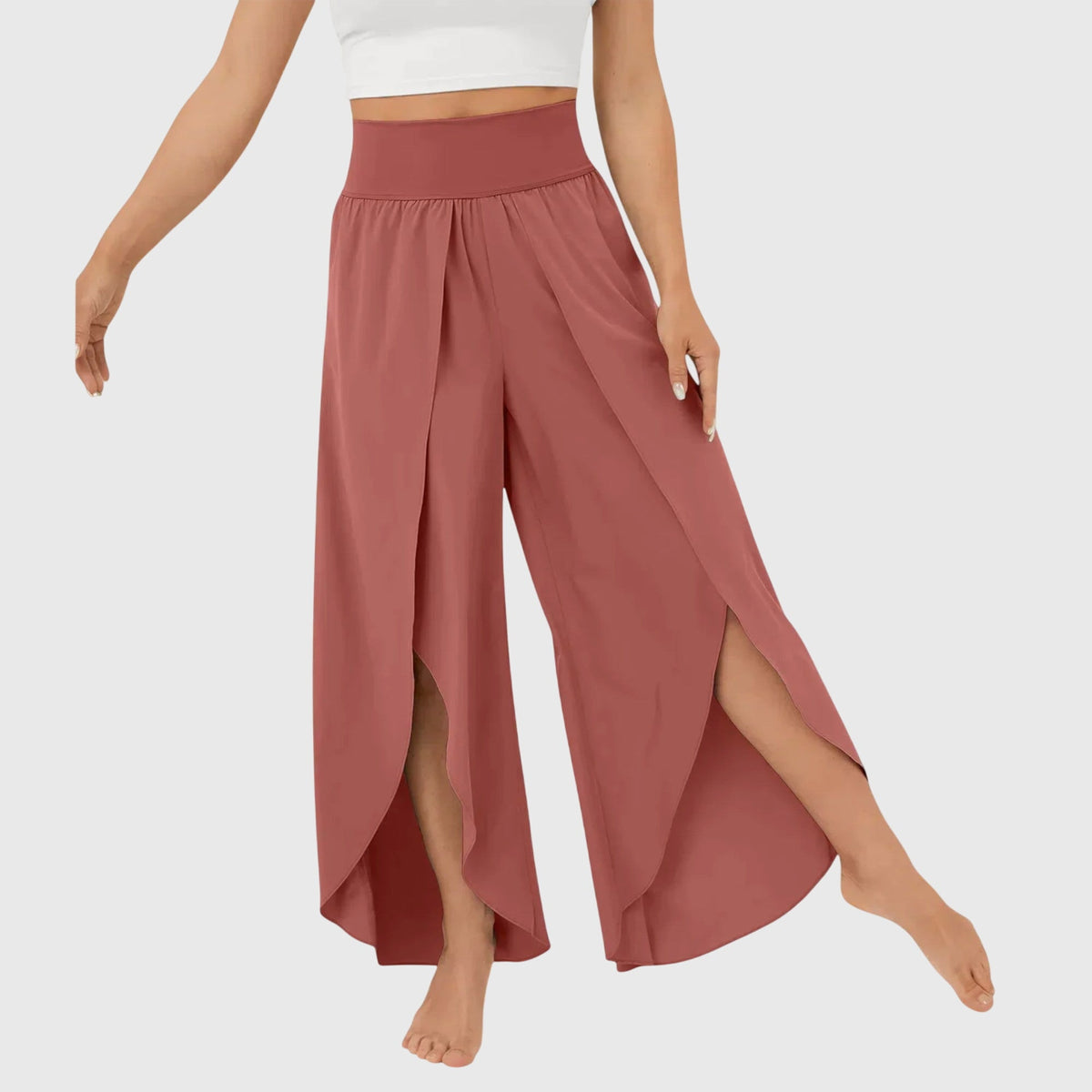 Women's Relaxed Flare Pants - Lightweight Summer Style - Red