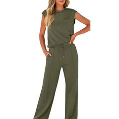 Women's Relaxed Lounge Set - Effortless Comfort | Spring - Army Green