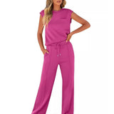 Women's Relaxed Lounge Set - Effortless Comfort | Spring - Rose Red