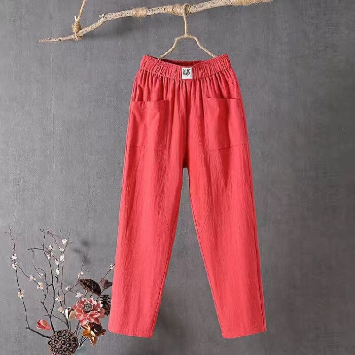 Women's Relaxed Pants | Easy Fit | Spring - Red