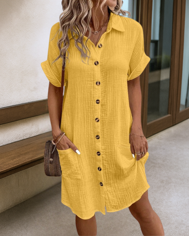 Women's Relaxed Summer Dress - Lightweight Comfort - Yellow