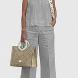 Women's Relaxed Two-Piece Set - Sleeveless Top & Bottoms | Summer - Grey