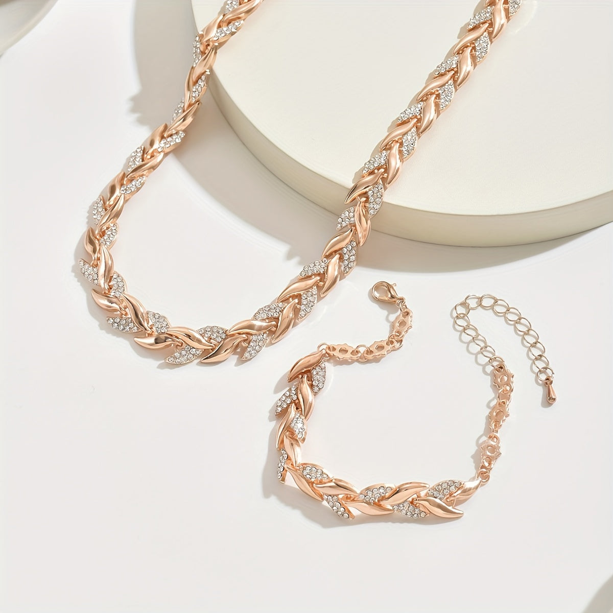 Women's Rhinestone Fish Tail Necklace & Bracelet Set