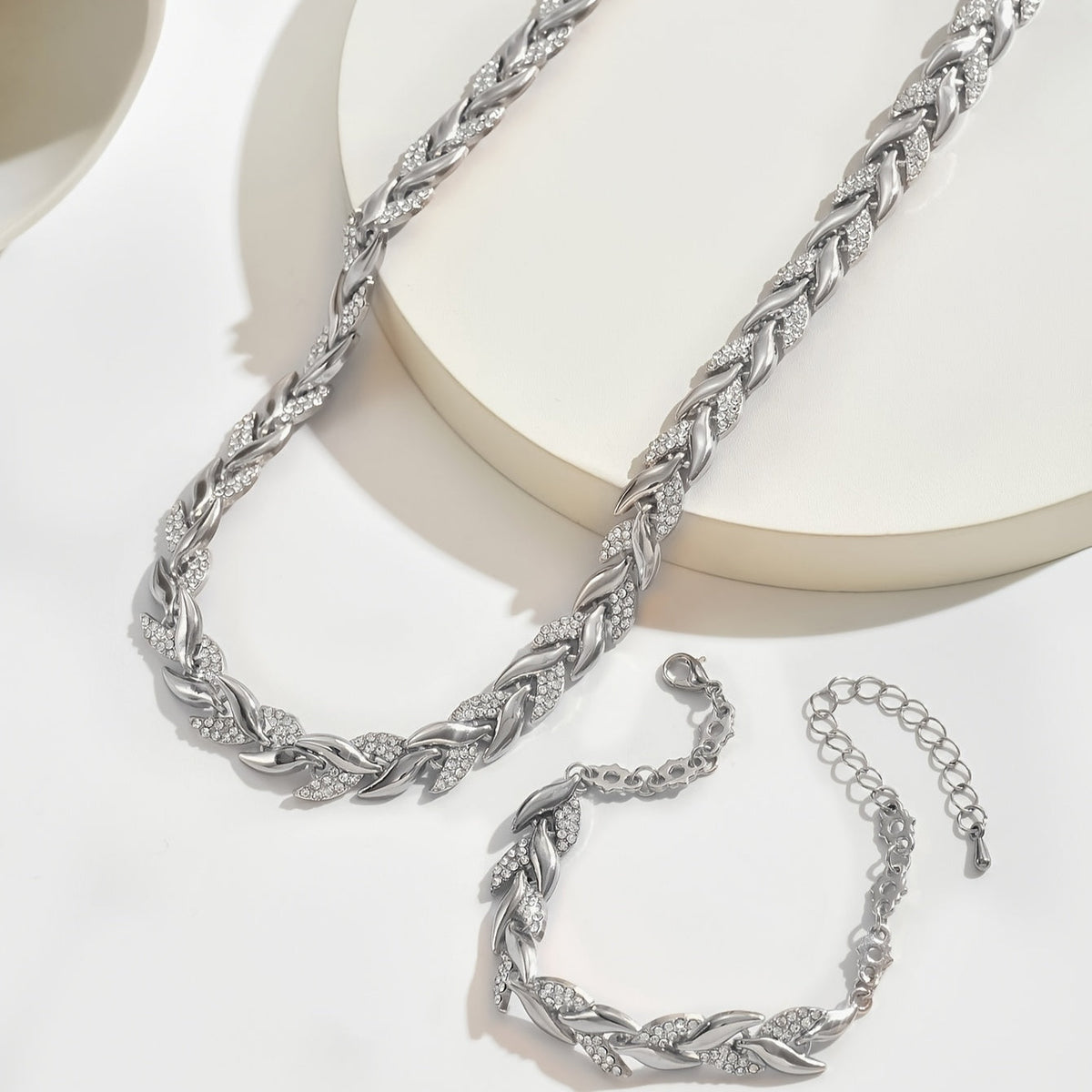 Women's Rhinestone Fish Tail Necklace & Bracelet Set