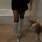 Women's Rhinestone Over-Knee Boots | Sparkle | Glamor | Winter - Silver