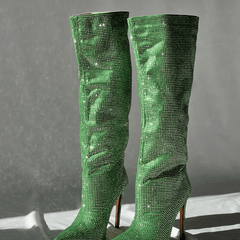 Women's Rhinestone Over-Knee Boots | Sparkle | Glamor | Winter