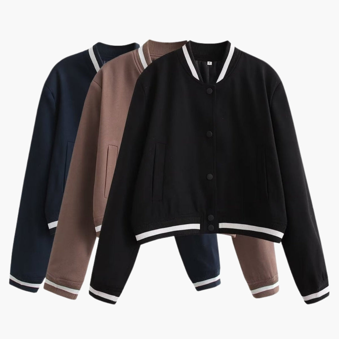 Women's Ribbed Bomber | Textured Trim | Autumn