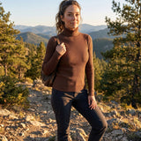 Women's Ribbed Turtleneck Lightweight Knit Sweater | Autumn - Dark Brown