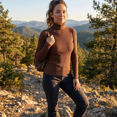 Women's Ribbed Turtleneck Lightweight Knit Sweater | Autumn - Dark Brown