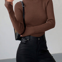 Women's Ribbed Turtleneck Lightweight Knit Sweater | Autumn