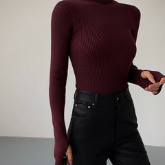 Women's Ribbed Turtleneck Lightweight Knit Sweater | Autumn