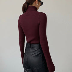 Women's Ribbed Turtleneck Lightweight Knit Sweater | Autumn