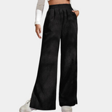 Women's Ribcorduroy Loungewear Pants | Relaxed | Winter - Black