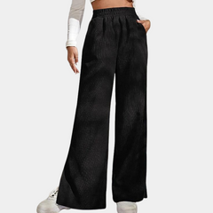 Women's Ribcorduroy Loungewear Pants | Relaxed | Winter - Black
