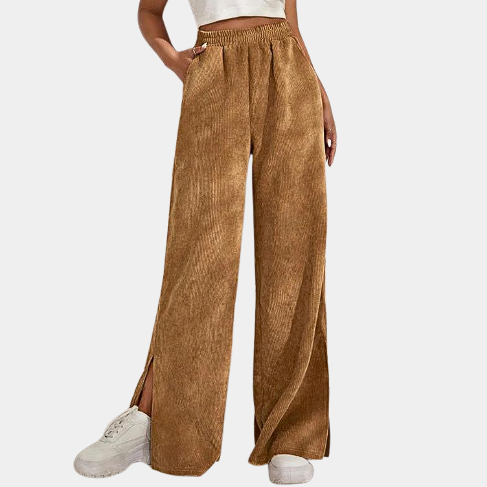 Women's Ribcorduroy Loungewear Pants | Relaxed | Winter - Brown