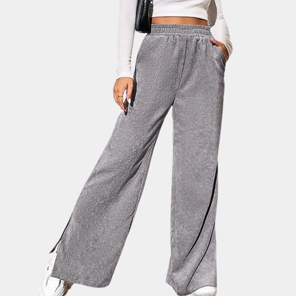 Women's Ribcorduroy Loungewear Pants | Relaxed | Winter - Gray