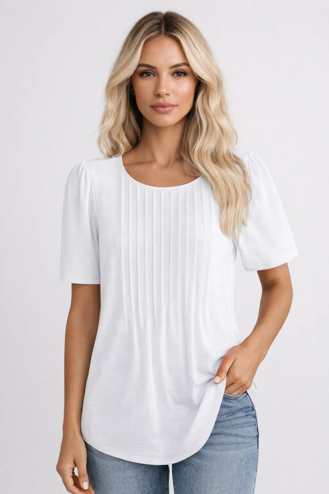 Women's Round Neck T-Shirt | Slim Fit | Spring - White