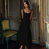 Women's Ruched Maxi Dress | Elegant | Spring - Black